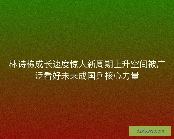 林诗栋成长速度惊人新周期上升空间被广泛看好未来成国乒核心力量